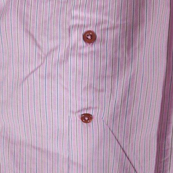 Hammer Made Button Shirt Mens Label 39/15.5 Long Sleeve Striped Pink Business - Picture 12 of 14